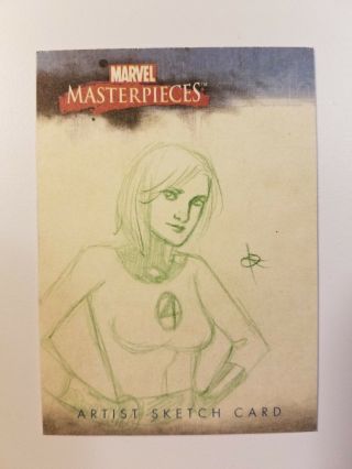 2007 Marvel Masterpieces Series 1 Sketch Card Invisible Woman By Chris Copeland