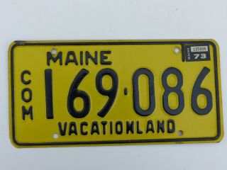 1973 " Natural Sticker " Maine Commercial Truck License Plate 169 - 086