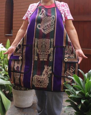 Peruvian Handmade Apron Manta Inca Mottifs Purple