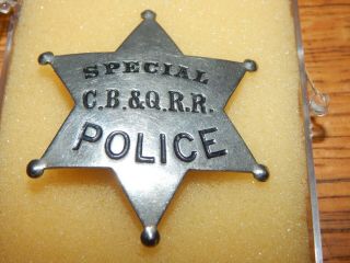 Antique C.  B & Q Railroad Special Police Badge Rr Chicago,  Burlington & Quincy