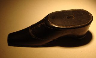 Antique Victorian Papier Machie Snuff Box In The Form Of A Shoe