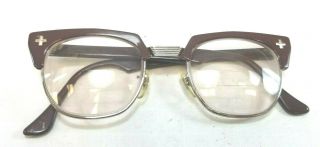 Vintage Bausch & Lomb B&l 5 3/4 Safety 46 22 Brown Bi - Focal Magnifier Glasses