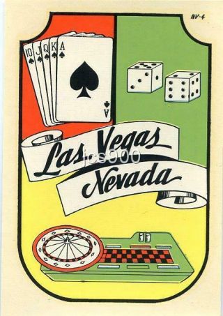 Vintage Las Vegas Nevada Casino Gambling Lindgren Turner Auto Travel Water Decal