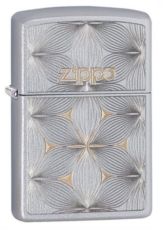 Zippo Windproof Lighter With Engraved Flowers & Zippo Logo,  29411
