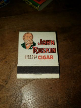 1940s Vintage John Ruskin Cigar I.  Lewis Mfg Co.  Newark Nj Matchbook