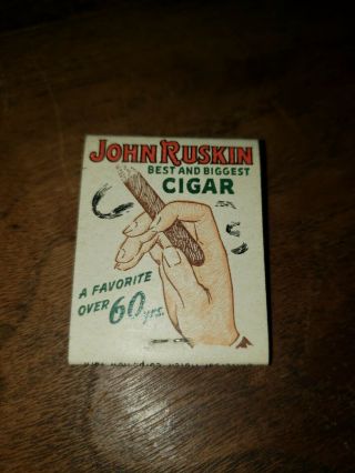 1940s Vintage JOHN RUSKIN Cigar I.  Lewis Mfg Co.  Newark NJ Matchbook 2