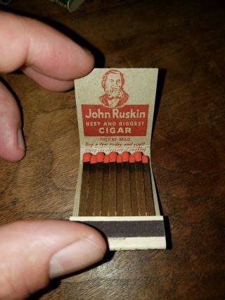 1940s Vintage JOHN RUSKIN Cigar I.  Lewis Mfg Co.  Newark NJ Matchbook 5