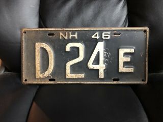 Nh Dealer License Plate Auto Hampshire 1946 Number Rare D 24 E 2 Digit