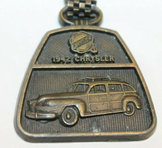 Vintage Auto 1942 Chrystler Town & Country Wagon Key Ring/ Watch Fob/advertising