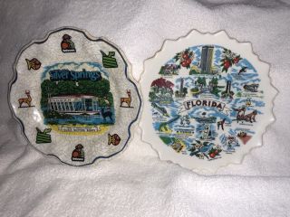 Vintage Florida Souvenir Wall Plates 8” Diameter
