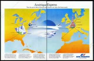 1976 Air France Concorde Plane Color Art Vintage Print Ad