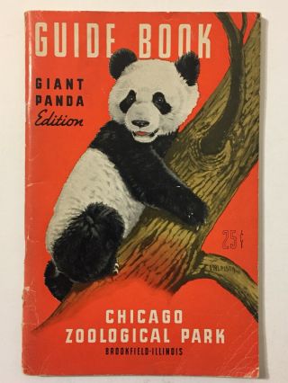 Vtg 1937 Chicago Zoological Park Guide Book With Map Giant Panda Brookfield Zoo