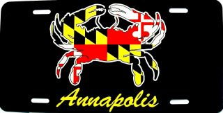 Annapolis Maryland Crab With Flag Design License Plate
