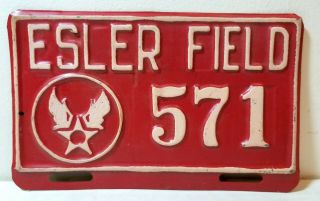 1940s Esler Airfield License Plate Topper,  U.  S.  Army Base,  Pineville,  Louisiana