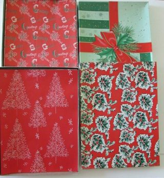 2 Boxes Vtg Gift Wrap Wrapping Paper Christmas Santa Snowman Mid Century