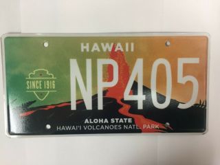 Hawaii License Plate Volcano National Park W Tag 2016