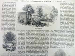 1852 Illustrated Newspaper Wth Illustrations & Description Mammoth Cave Kentucky