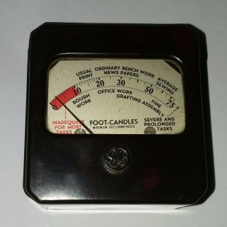 Vintage G.  E.  Light Meter To Measure A SURFACE By Footcandles 1st Model 8DW40Y1 6