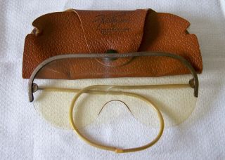 Vintage Willson " Featherspec " Metal Semi - Rimless Pilots Glasses Safety Goggles