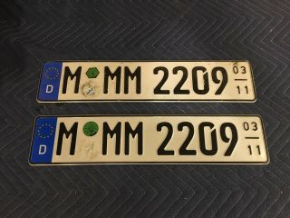 European License Plate Matched Pair.  Munich Bmw M1 M3 M4 M5 German