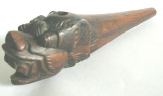 Wooden Tobacco Smoking Pipe Hand Made Carved Dragon Head On Bowl