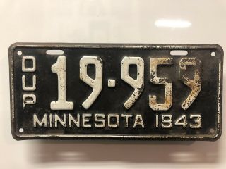1943 Duplicate Minnesota License Plate