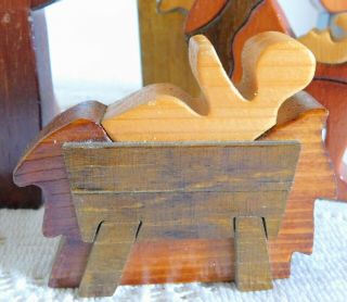 Vintage Puckane Crafts Ltd.  Ireland Handmade Signed Wood Nativity Set Folk Art 3
