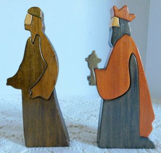 Vintage Puckane Crafts Ltd.  Ireland Handmade Signed Wood Nativity Set Folk Art 6