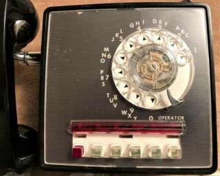GTE Automatic Electric Type 186 Six Button Wall Telephone Black Rotary Dial 2