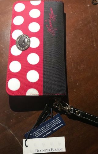 Disney Dooney & Bourke Rock The Dots Minnie Mouse Wallet Wristlet Handbag An