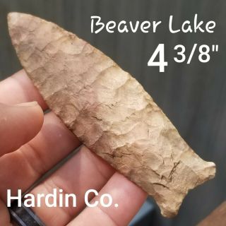 Authentic 4 3/8 " Bever Lake Arrowhead Spear Point Indian Artifact Hardin Co.