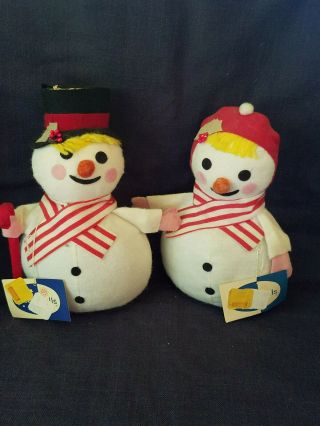 Vintage Christmas R.  Dakin Mr.  & Mrs.  Snowman Japan With Tags