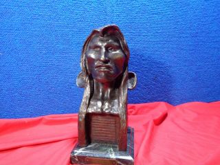 " The Savage " Signed Indian Native American Bronze Sculpture Frederic Remington