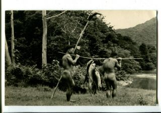 Malaysia Natives Carrying Fish Sibu Sarawak Rppc