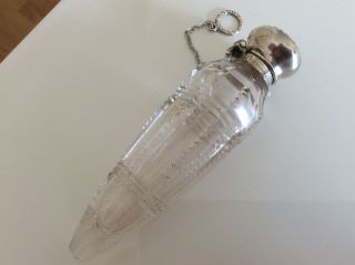 Antique Silver Glass Chatelaine Perfume/scent Bottle Vgc.