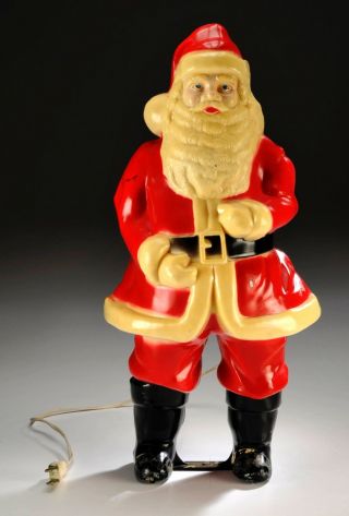 Vintage 17 " Noma? Hard Plastic Blow Mold Christmas Santa Light Up
