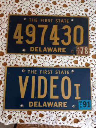 2 Delaware License Plates: 1978 & 1991 Personalized Video I