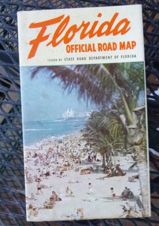 1953 Florida Road Map Official State Highway