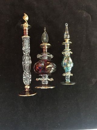 Vintage Glass Perfume Bottles Set Of 3