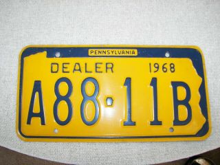 1968 Pennsylvania Car Dealer License Plate In Look