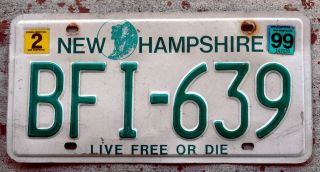 Green And White Old Man Of The Mountain In A Circle Hampshire License Plate