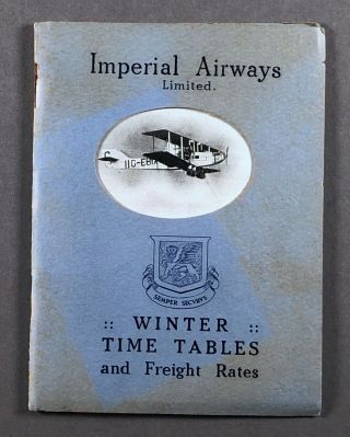 Imperial Airways Winter 1924 Airline Timetable Ia Route Map