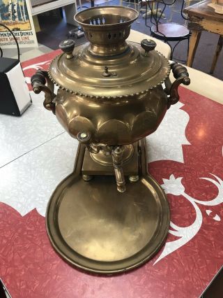 Antique Imperial Russian Samovar 1800s Complete W Brass Tray Tea Compote