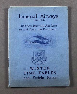 Imperial Airways Winter 1925/26 Airline Timetable Ia Route Map