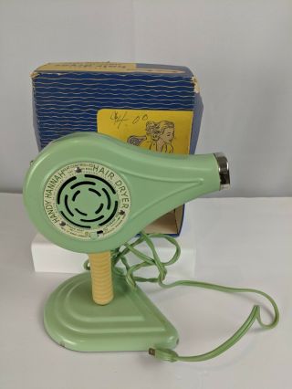 Handy Hannah Retro Green Electric Hair Dryer W/ Stand & Box,  Vintage