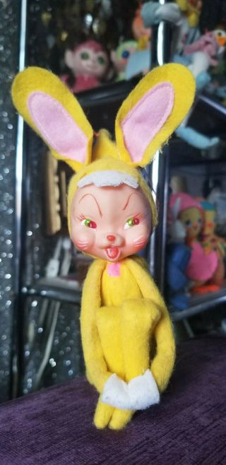Rare Vintage Yellow Easter Bunny Rabbit Pixie Knee Hugger