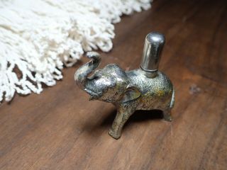 Vintage Elephant Silver Metal Cigarette Table Lighter Just 2.  5 " Tall Japan