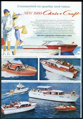 1960 Chris Craft Boat 7 Models Photo Art Vintage Print Ad