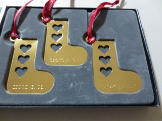 3 Georg Jensen Christmas Ornament Gift Tag Sock Stocking Hearts 24K Plated P3036 2
