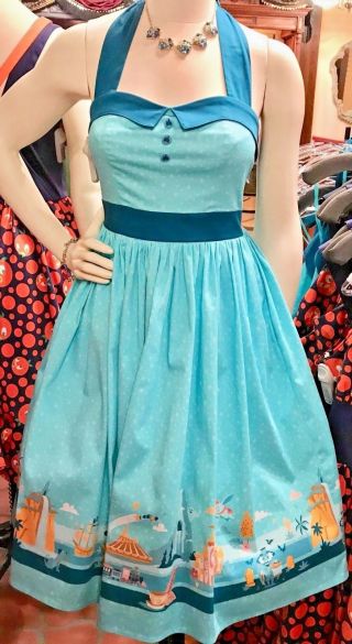 2018 Disney Parks The Dress Shop Disneyland Retro Attraction Blue Dress Size Xs